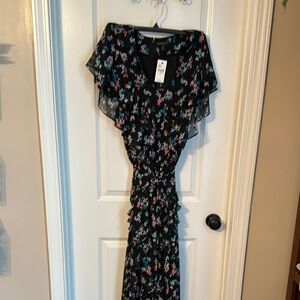 Lane Bryant Black Flutter Sleeve Maxi Dress
